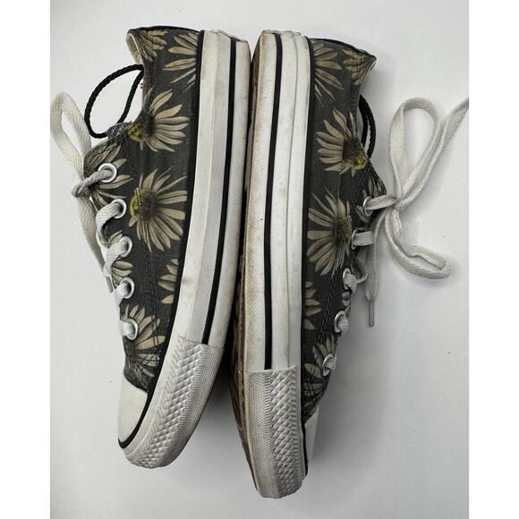 Converse All Star Floral Daisy Low Top Sneakers Womens Size 6 Gray - Picture 6 of 10
